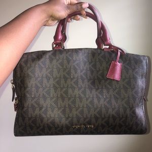 Michael Kors Large Kirby satchel in Cherry/ Brown